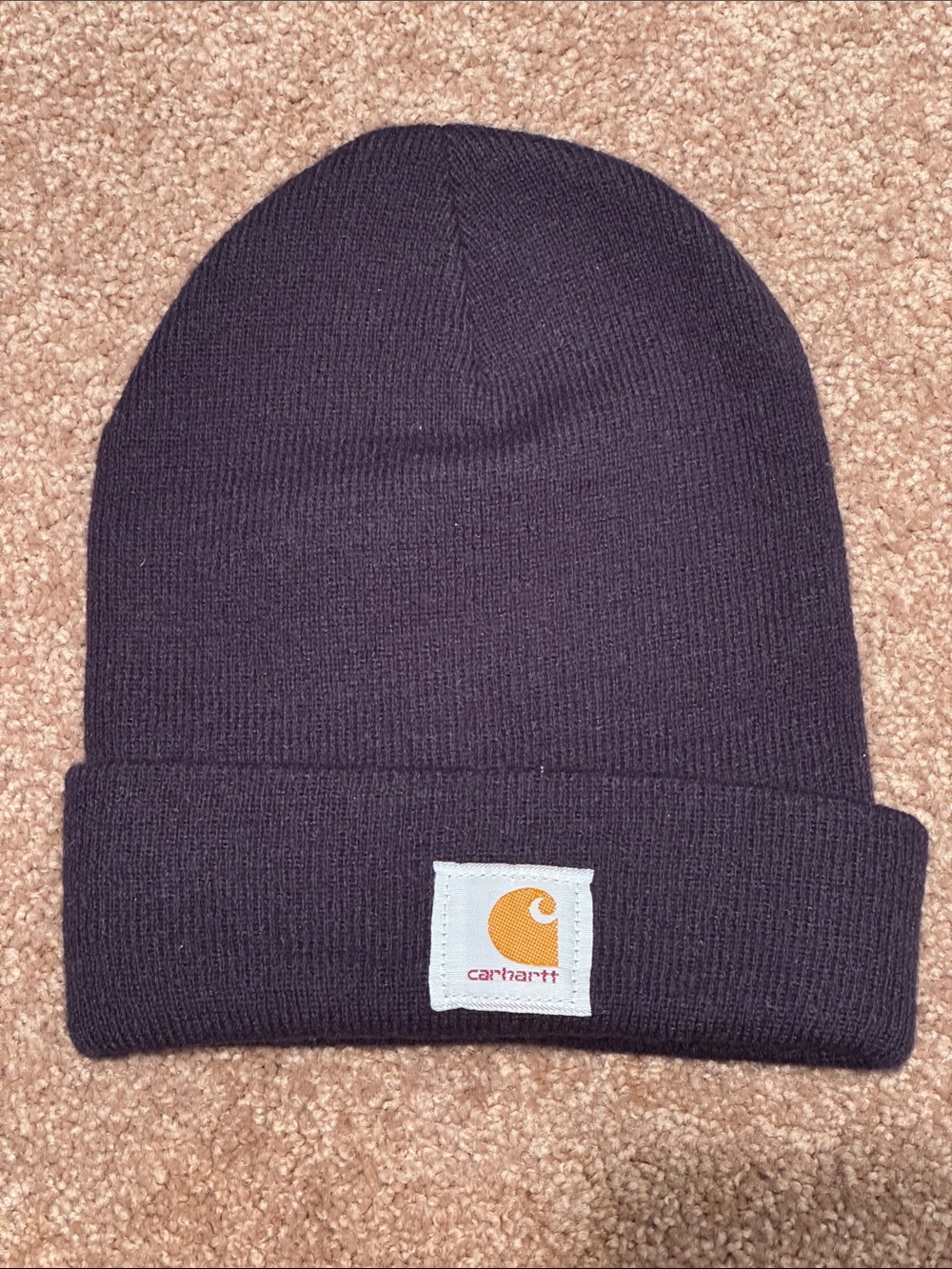 Carhartt Black Cuffed Beanie with Logo Patch